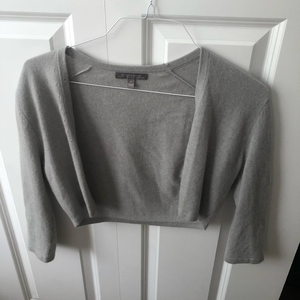 Neiman Marcus The Cashmere Collection Grey Cardigan, Size Small